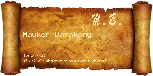 Mauker Barakony névjegykártya